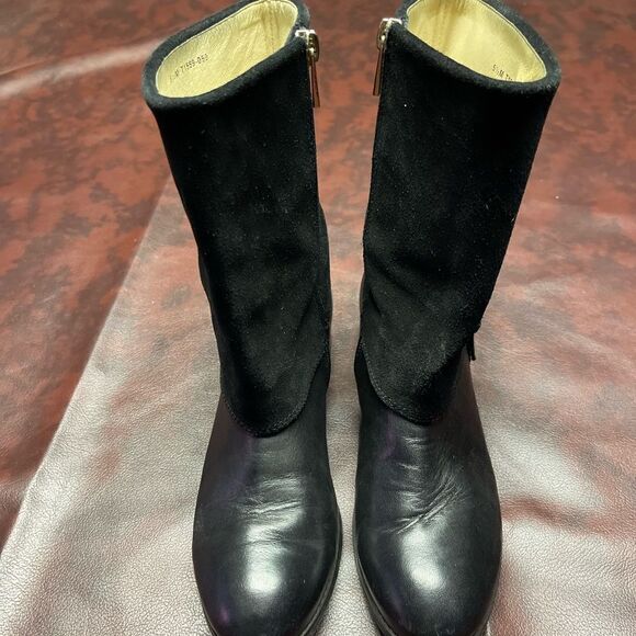 Trotters Limona black leather and suede boots with buckle, size 5 1/2 med - Picture 7 of 12